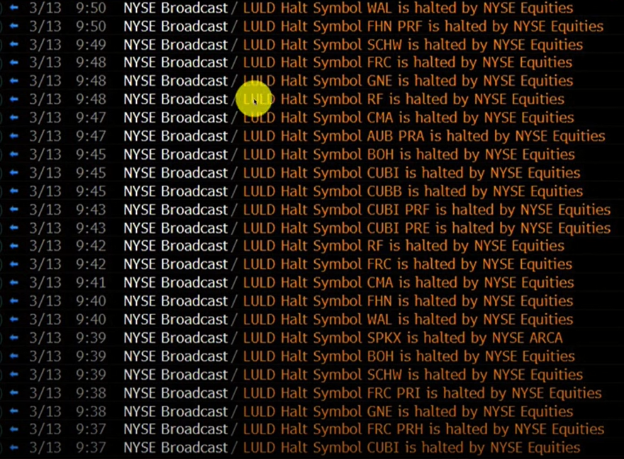 Cổ phiếu ngân hàng bị ngưng không cho giao dịch trên NYSE